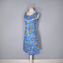 Load image into Gallery viewer, BLUE 60s NOVELTY WHIMSICAL PIRATE PRINT SHIFT DRESS - S-M