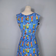 Load image into Gallery viewer, BLUE 60s NOVELTY WHIMSICAL PIRATE PRINT SHIFT DRESS - S-M