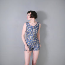 Load image into Gallery viewer, 50s LAZAR SPORTS BLUE GREY SHELL PRINT COTTON ROMPER / PLAYSUIT - XS