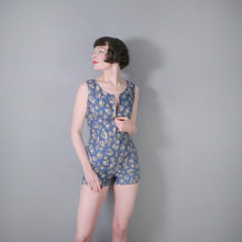 Load image into Gallery viewer, 50s LAZAR SPORTS BLUE GREY SHELL PRINT COTTON ROMPER / PLAYSUIT - XS