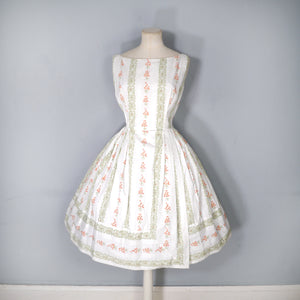 60s KITTY COPELAND SMALL FLOWER BOUQUET PRINT COTTON DAY DRESS - S-M (petite fit)