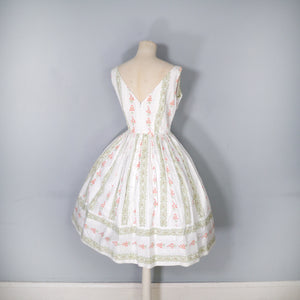60s KITTY COPELAND SMALL FLOWER BOUQUET PRINT COTTON DAY DRESS - S-M (petite fit)