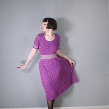 Load image into Gallery viewer, HANDKNITTED PURPLE DRESS WITH FULL SKIRT AND PUFF SLEEVE - S