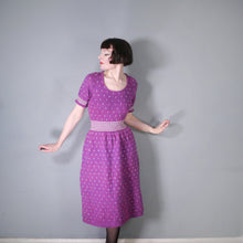 Load image into Gallery viewer, HANDKNITTED PURPLE DRESS WITH FULL SKIRT AND PUFF SLEEVE - S