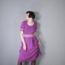 Load image into Gallery viewer, HANDKNITTED PURPLE DRESS WITH FULL SKIRT AND PUFF SLEEVE - S