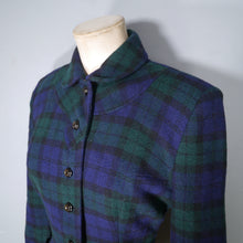 Load image into Gallery viewer, 50s JAMESHIRE BLACKWATCH BLUE GREEN TARTAN CHECK FITTED BLAZER JACKET - S