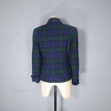 Load image into Gallery viewer, 50s JAMESHIRE BLACKWATCH BLUE GREEN TARTAN CHECK FITTED BLAZER JACKET - S