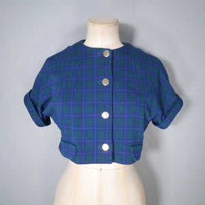 60s CROPPED SOFT WOOL "HOLYROOD" BOLERO SHIRT / JACKET - XS-S