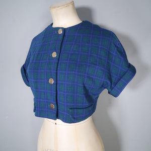 60s CROPPED SOFT WOOL "HOLYROOD" BOLERO SHIRT / JACKET - XS-S