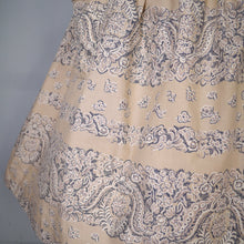Load image into Gallery viewer, 50s SAMBO FASHIONS LIGHT BROWN BORDER PRINT FULL SKIRTED SUN DRESS - XS-S