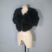 Load image into Gallery viewer, 70s POLLY PECK SOFTEST BLACK MARABOU FEATHER CROPPED BOLERO JACKET - S