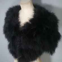 Load image into Gallery viewer, 70s POLLY PECK SOFTEST BLACK MARABOU FEATHER CROPPED BOLERO JACKET - S