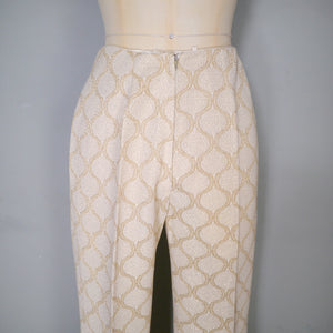 60s METALLIC ICEY GOLD TROUSER  AND TUNIC HOSTESS SET - S