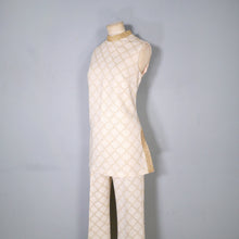 Load image into Gallery viewer, 60s METALLIC ICEY GOLD TROUSER  AND TUNIC HOSTESS SET - S