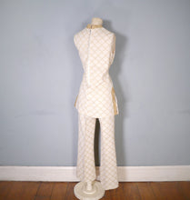 Load image into Gallery viewer, 60s METALLIC ICEY GOLD TROUSER  AND TUNIC HOSTESS SET - S