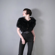 Load image into Gallery viewer, 70s POLLY PECK SOFTEST BLACK MARABOU FEATHER CROPPED BOLERO JACKET - S