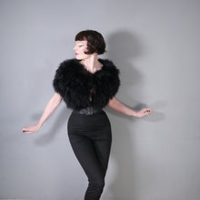 Load image into Gallery viewer, 70s POLLY PECK SOFTEST BLACK MARABOU FEATHER CROPPED BOLERO JACKET - S