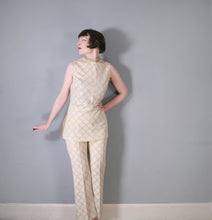 Load image into Gallery viewer, 60s METALLIC ICEY GOLD TROUSER  AND TUNIC HOSTESS SET - S