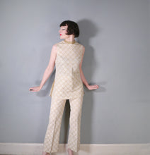 Load image into Gallery viewer, 60s METALLIC ICEY GOLD TROUSER  AND TUNIC HOSTESS SET - S