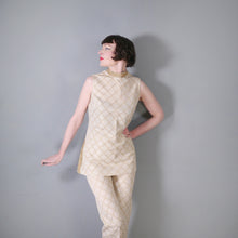 Load image into Gallery viewer, 60s METALLIC ICEY GOLD TROUSER  AND TUNIC HOSTESS SET - S