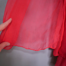 Load image into Gallery viewer, 50s 60s DELICATE RED CHIFFON ONE SHOULDER DRESS WITH SHOULDER DRAPE - XS-S