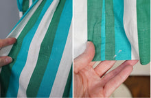 Load image into Gallery viewer, 50s 60s COLOURFUL GREEN AND WHITE STRIPE SHIRTWAIST WITH FULL SKIRT - S