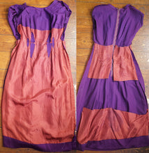 Load image into Gallery viewer, 50s UNUSUAL TAILORED PURPLE WOOL WIGGLE DRESS WITH TAIL COAT BOLERO JACKET - S