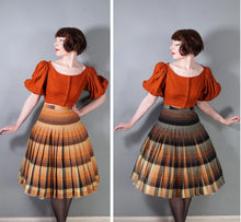 Load image into Gallery viewer, 50s SPORTRITE REVERSIBLE PLEATED RUST AND BLACK TARTAN PLAID WOOL SKIRT - 26.5"
