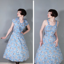 Load image into Gallery viewer, 50s &quot;PROVAWEAR&quot; LIGHT BLUE ASIAN NOVELTY PRINT SUN DRESS AND BOLERO -