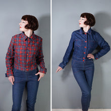 Load image into Gallery viewer, VINTAGE REVERSIBLE DENIM AND RED PLAID CROPPED LIGHTWEIGHT JACKET - M