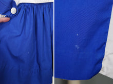 Load image into Gallery viewer, 50s BLUE WHITE STRIPE PANELLED FULL SKIRT WITH STRAP AND BUTTON DETAIL - 30"