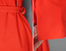 Load image into Gallery viewer, 70s LIGHTWEIGHT BRIGHT RED TRENCH COAT WITH BELT AND DAGGER COLLAR - XS-S