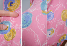 Load image into Gallery viewer, 40s PINK CREPE BUTTON THROUGH MAXI HOUSE DRESS - XS