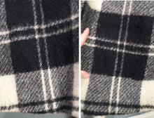 Load image into Gallery viewer, 70s JIMMY HOURIHAN "BORU" BLACK &amp; WHITE LONG WOOL PLAID CAPE COAT WITH BELT