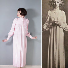 Load image into Gallery viewer, 70s PASTEL PINK BIBA HIGH NECK BALLOON SLEEVE MAXI DRESS - XS-S