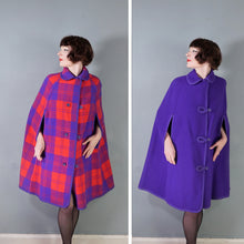 Load image into Gallery viewer, 70S BOLDEST PURPLE AND FLURO PINK REVERSIBLE CAPE - S-M