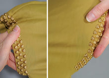 Load image into Gallery viewer, 40s SLINKY LIGHT GREEN RAYON JERSEY MAXI DRESS WITH GOLD STUDS - XS-S
