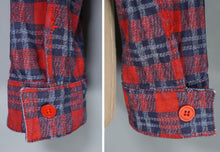 Load image into Gallery viewer, VINTAGE REVERSIBLE DENIM AND RED PLAID CROPPED LIGHTWEIGHT JACKET - M