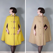 Load image into Gallery viewer, 70s WETHERALL REVERSIBLE WOOL CAPE IN PLAID AND BOLD YELLOW - S-M