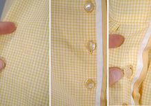 Load image into Gallery viewer, 50s 60s LIGHTEST COTTON YELLOW GINGHAM BUTTON THROUGH SUN DRESS - S