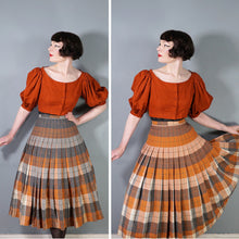 Load image into Gallery viewer, 50s SPORTRITE &quot;IN&#39;N OUTER&quot; REVERSIBLE PUMPKIN AND GREY TARTAN WOOL PLEATED SKIRT - 28-29&quot;