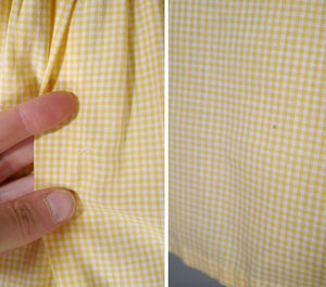 50s 60s LIGHTEST COTTON YELLOW GINGHAM BUTTON THROUGH SUN DRESS - S