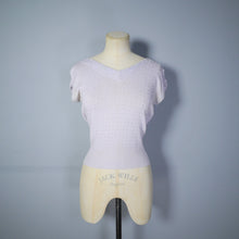 Load image into Gallery viewer, 50s SILVER GREY SHORT SLEEVE JUMPER WITH GLASS BEAD EMBELLISHMENT - S