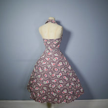 Load image into Gallery viewer, 50s NOVELTY LION AND PALM TREE BACKLESS HALTER DRESS - XS