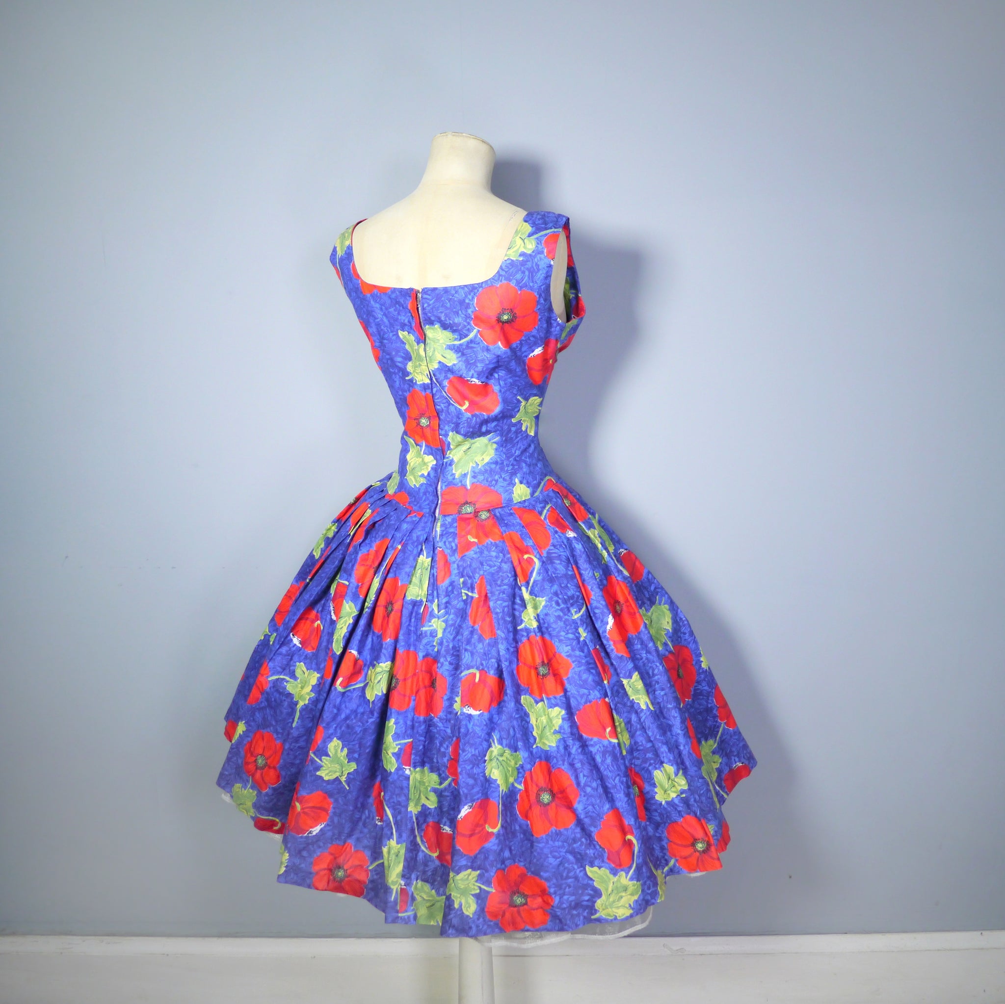 Blue dress with red poppies sale