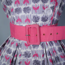 Load image into Gallery viewer, GREY AND PINK 50s VINTAGE NORMAN YOUNG FULL SKIRTED DRESS - S