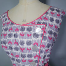 Load image into Gallery viewer, GREY AND PINK 50s VINTAGE NORMAN YOUNG FULL SKIRTED DRESS - S