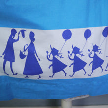 Load image into Gallery viewer, 50s ST MICHAEL NOVELTY SKIRT IN BLUE STRIPE PRINT WITH GREETING BOYS AND GIRLS - XS-S