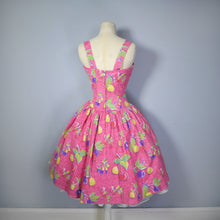 Load image into Gallery viewer, PINK NOVELTY FRUIT PRINT 50s FULL SKIRTED COTTON SUN DRESS - XS