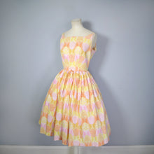 Load image into Gallery viewer, 50s ORANGE YELLOW AND PINK FULL SKIRTED SUN DRESS BY COLETTE NEUILLY - S